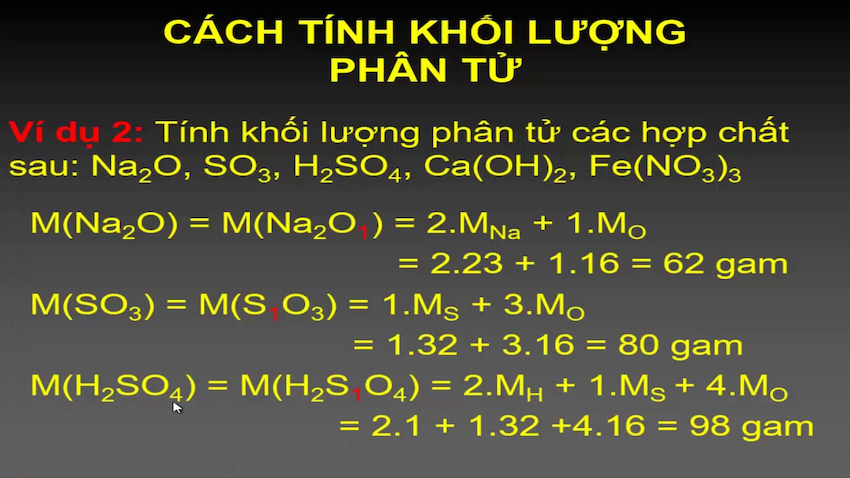 Ví Dụ Thực Hành về Cách Tính Khối Lượng Phân Tử